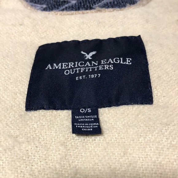 American Eagle Shawl Poncho Light Brown With Fringe - Picture 8 of 15